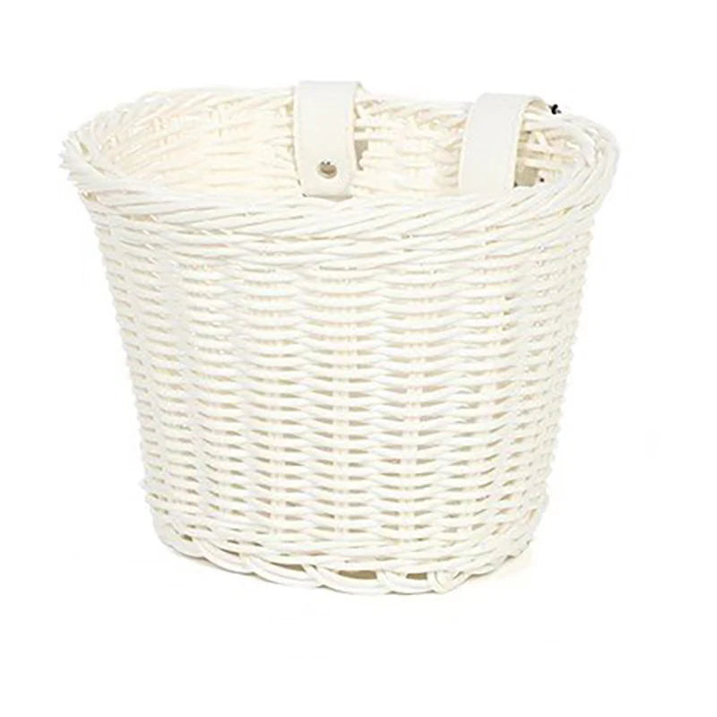 Waterproof Rattan Woven Bike Basket – Removable Front Handlebar Bike Handlebar Basket Axl 21x16x16 White