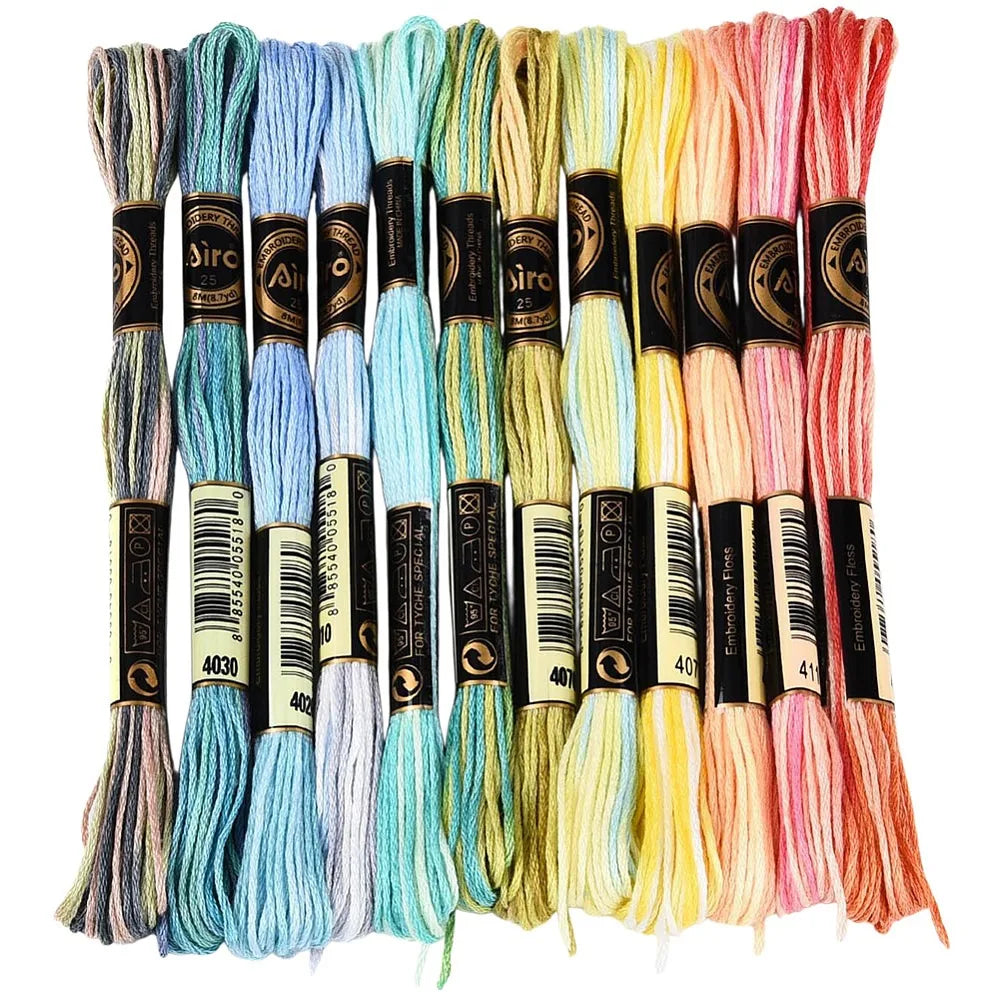 12 Skeins Variegated Embroidery Thread – Gradient Polyester Floss Embroidery Thread Set Axl AECH04-19273