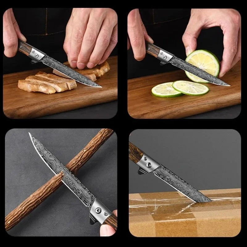 Damascus Folding Knife – EDC Stainless Steel Camping Knife Folding Camping Knife Axl