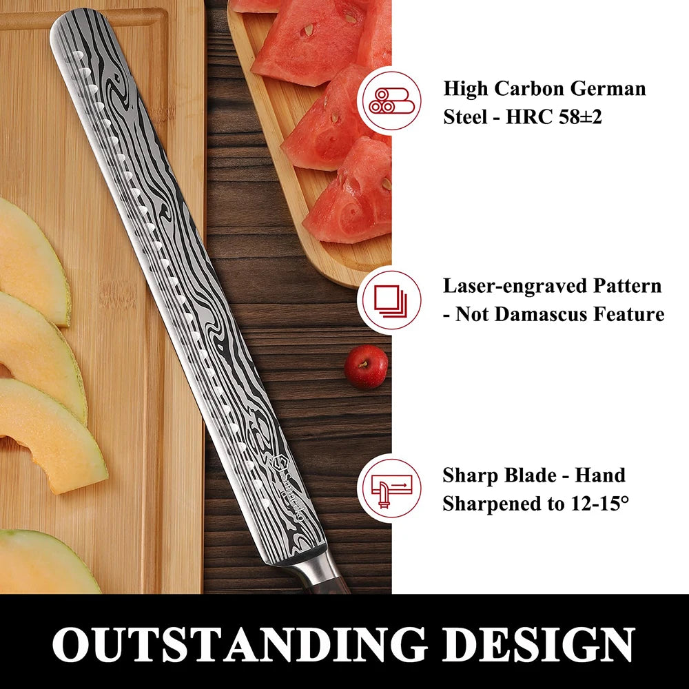 Sunnecko 12" Brisket Slicing Knife | High Carbon Steel & Pakkawood Brisket Slicing Knife Axl