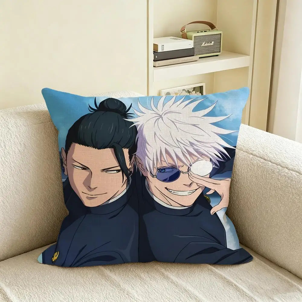 Jujutsu Kaisen Linen Cushion Cover | Anime Pillow Case Sofa Anime Cushion Cover Axl White4 60X60cm