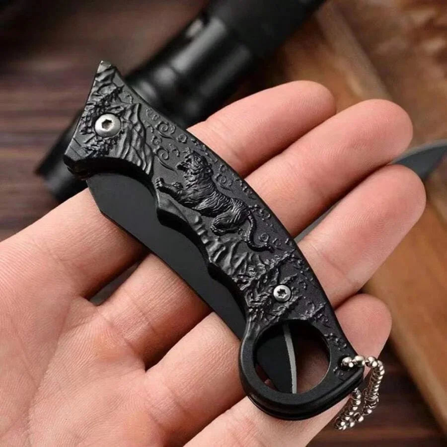 Folding Pocket Knife – Steel Blade Tiger Motif Handle EDC Folding Pocket Knife Axl
