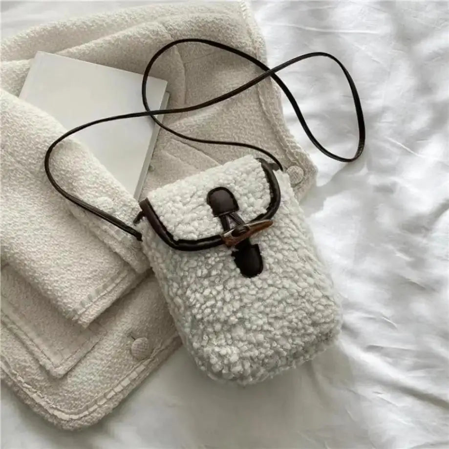 Women's Plush Crossbody Bag – Fuzzy Small Square Shoulder Bag Crossbody Shoulder Bag Axl