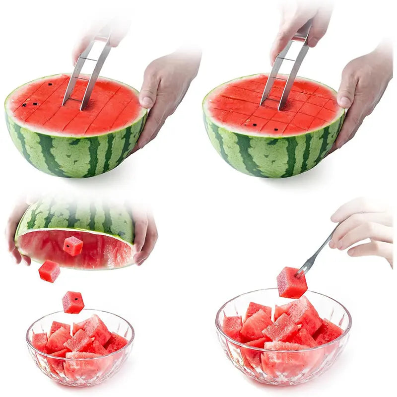 Stainless Steel Watermelon Cutter & Cube Slicer | Kitchen Tool Watermelon Cube Slicer Axl