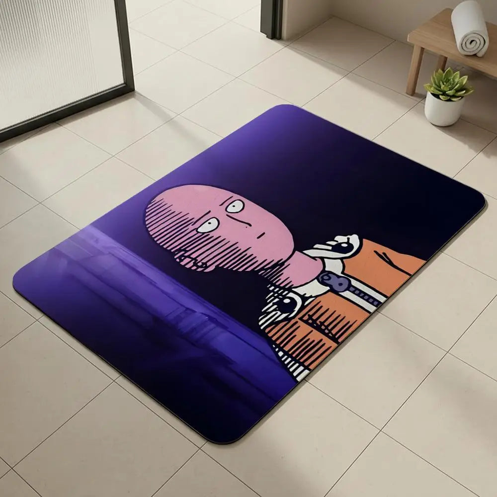 One Punch Man Diatomite Bath Mat – Quick Dry & Non-Slip Diatomite Bath Mat Axl White10 40x60cm