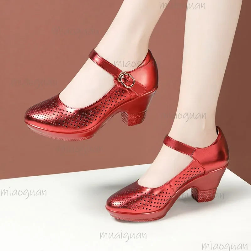 Women's Cutout Block Heel Mary Jane Sandals | Sizes 34–46 Block Heel Sandals Axl