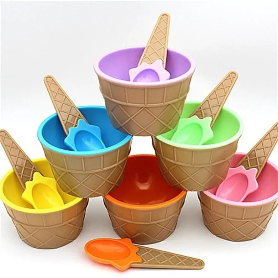 Kids Ice Cream Cone Bowl & Spoon Set – Fun Dessert Gift Dessert Bowl Set Axl
