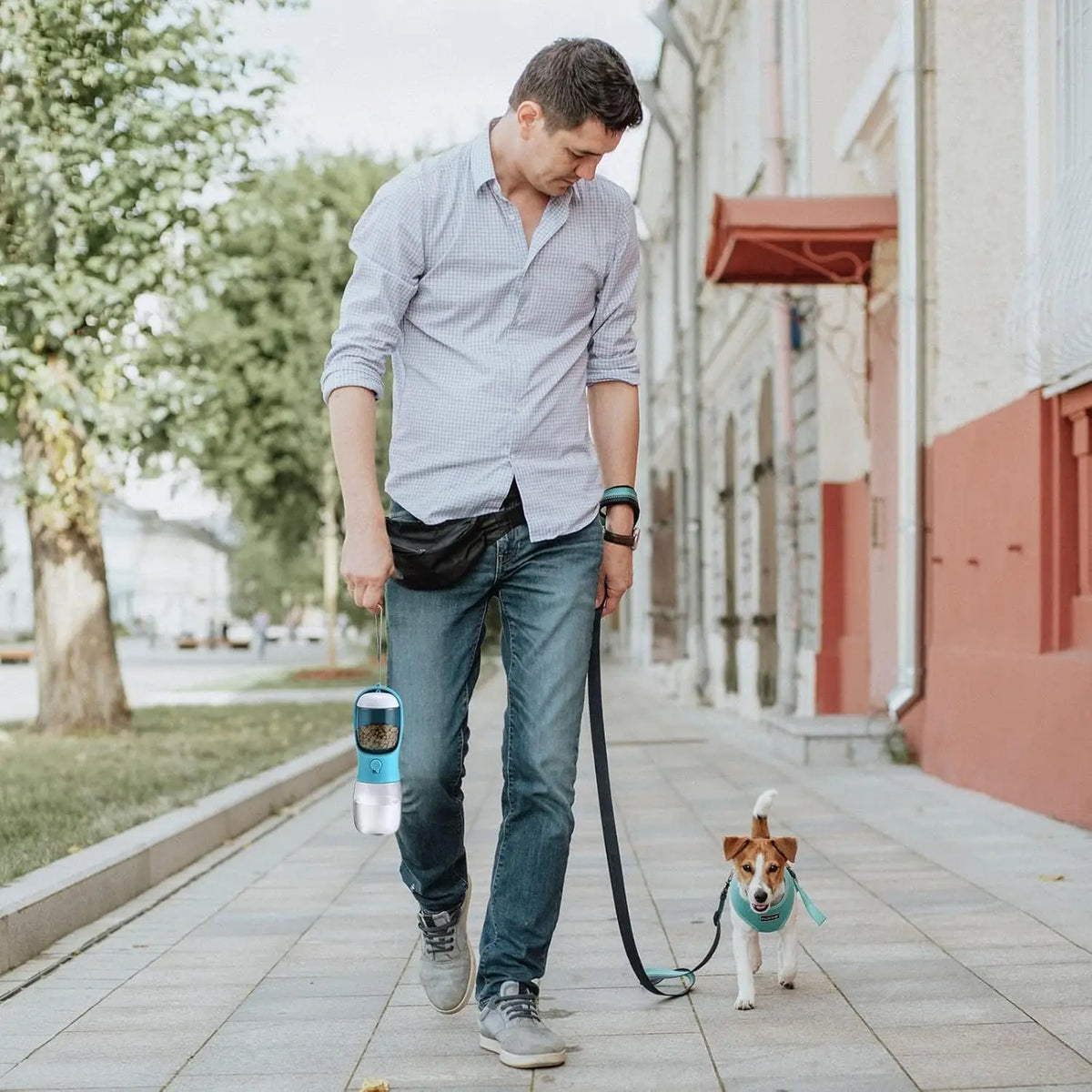 2-in-1 Dog Water Bottle & Food Container | Travel Pet Dispenser Pet Travel Bottle Axl