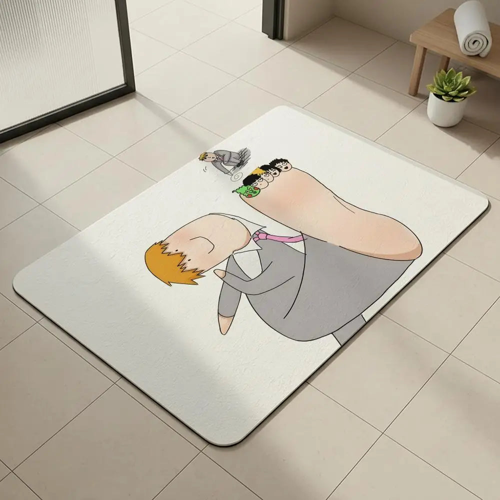Mob Psycho 100 Diatomite Bath Mat – Quick Dry & Anti-Slip Diatomite Bath Mat Axl White7 40x60cm