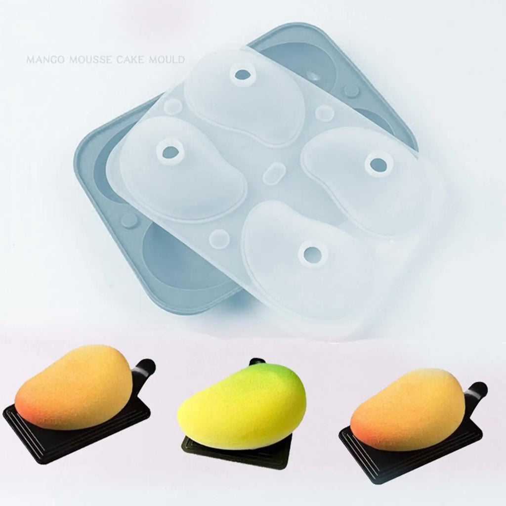 4-Cavity 3D Mango Silicone Mousse Mold – Cake, Jelly & Candy Silicone Cake Mold Axl