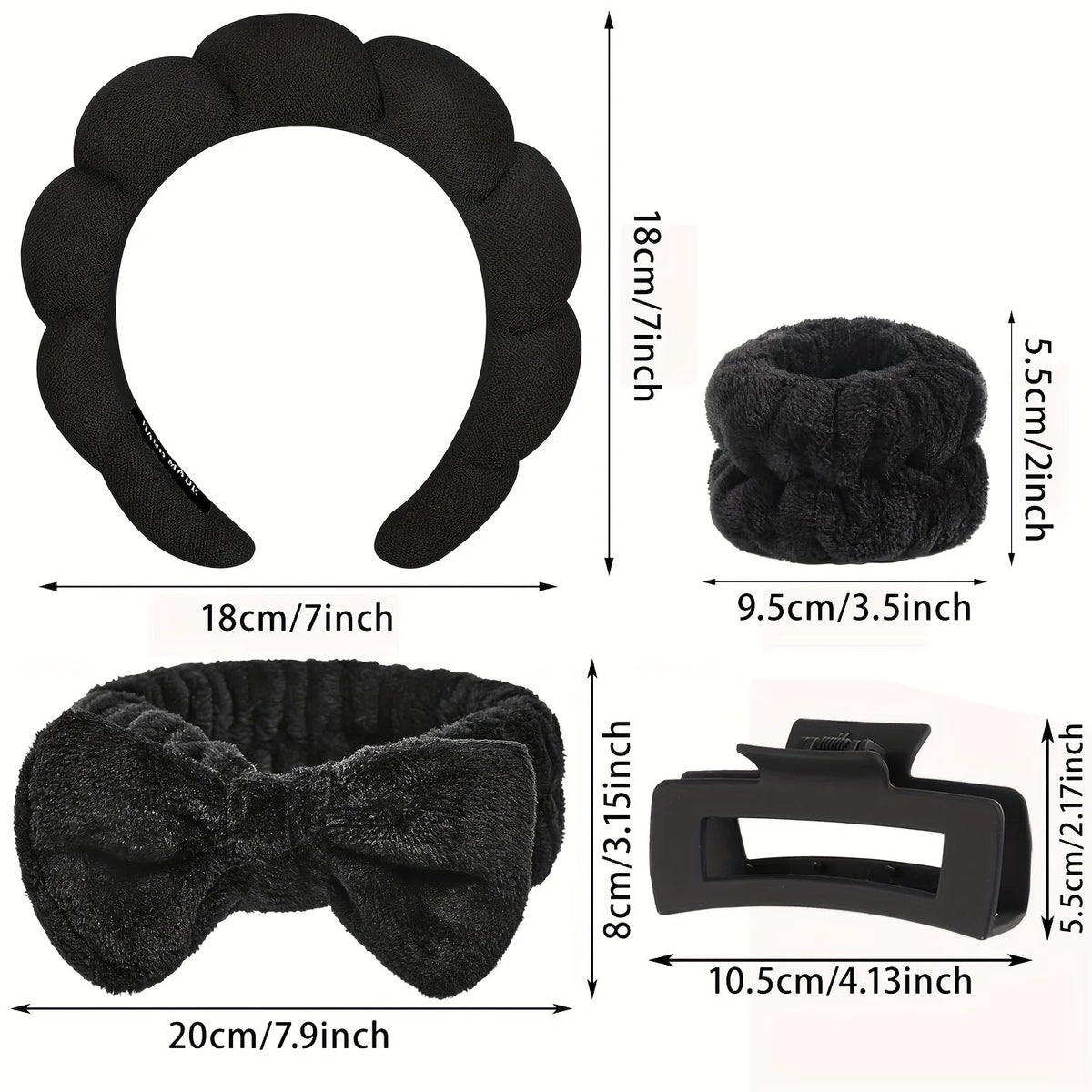 5-Piece Spa Headband & Bracelet Set – Skincare & Makeup Spa Headband Set Axl