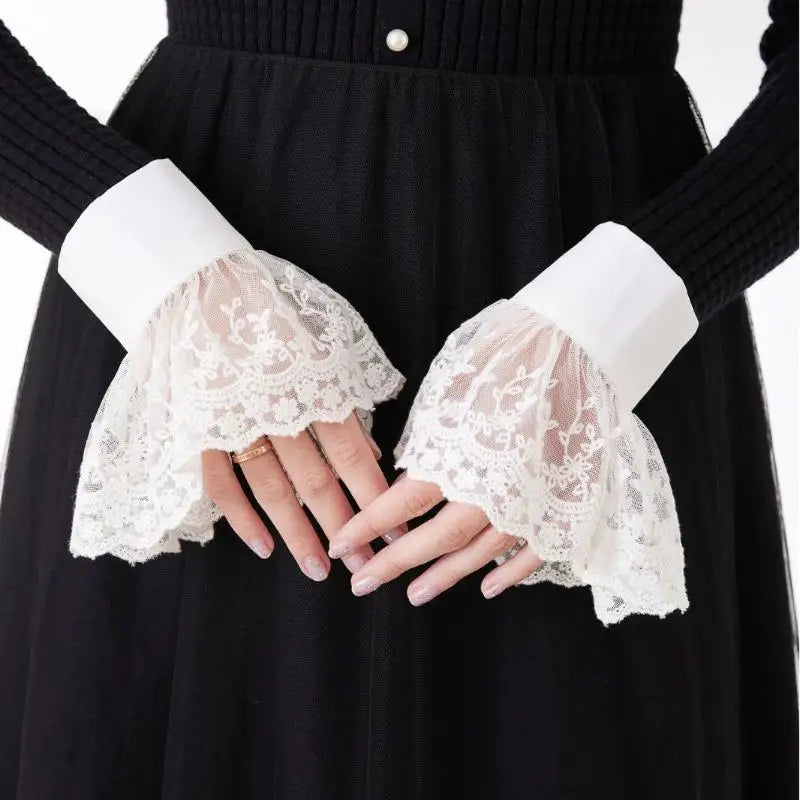 White Lace Detachable Cuffs – Fake Sleeves for Bridal & Costume Detachable Lace Cuffs Axl