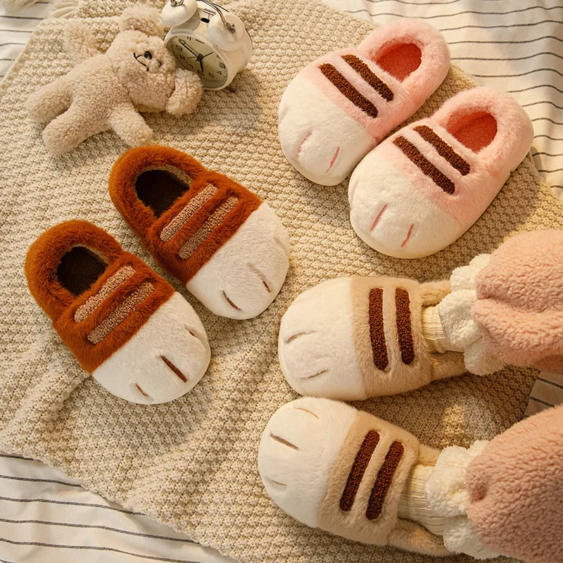 Kids Winter Plush Cat Claw Slippers – Warm Anti-Slip Indoor Kids Winter Slippers Axl