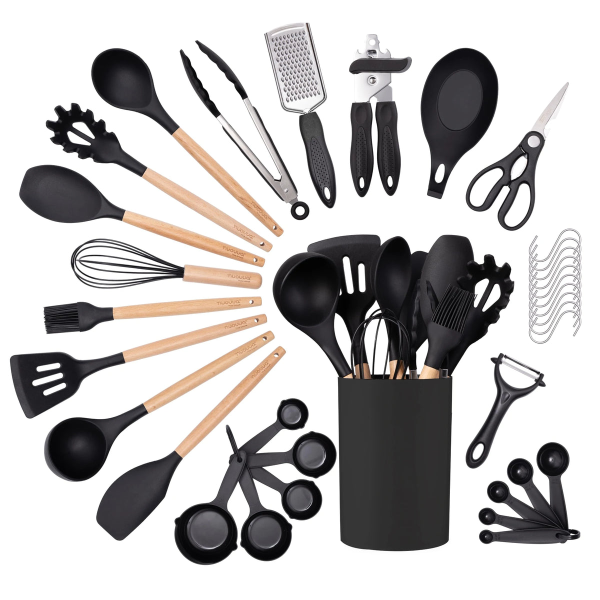 Silicone Kitchen Utensil Set – Wooden Handle Cooking Tools Kitchen Utensil Set Axl 35pcs A
