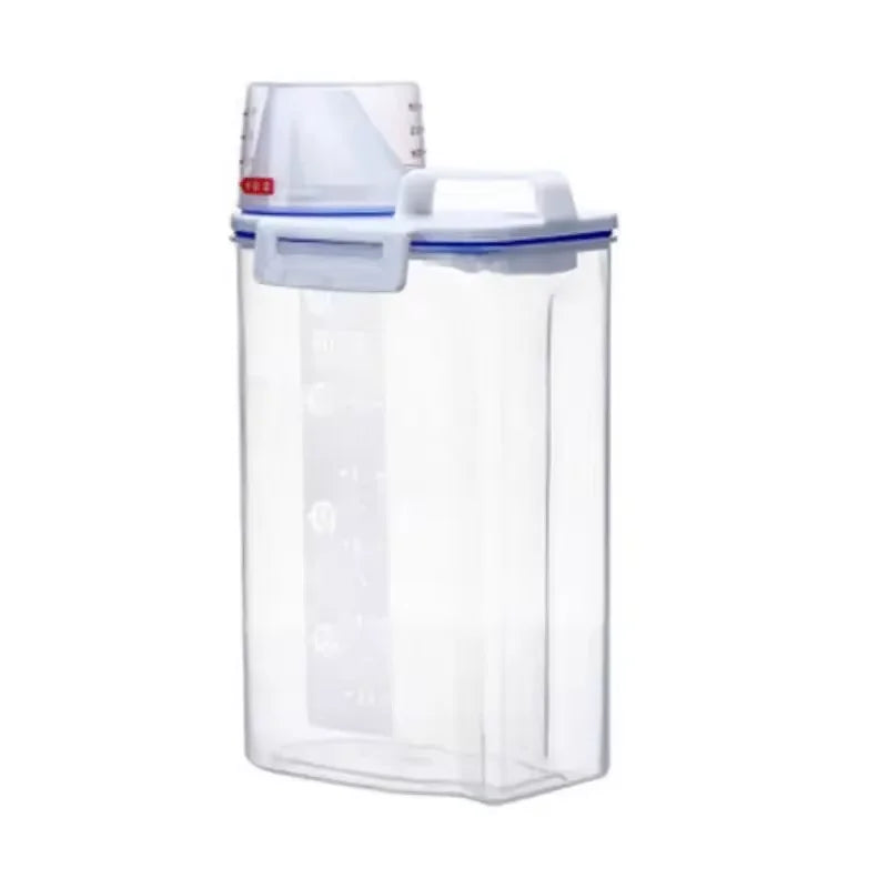 Sealed Transparent Rice & Grain Storage Jar 2KG with Measuring Cup Food Storage Container Axl transparent