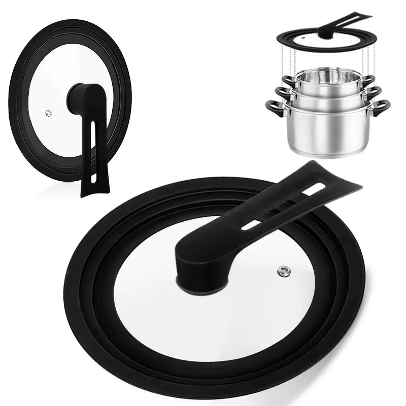 Silicone Universal Pan Lid – Tempered Glass Cookware Cover Cookware Lid Axl