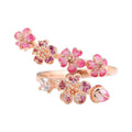 Peach Blossom Crystal Ring – Adjustable Flower Ring for Women Adjustable Flower Ring Axl 1pcs