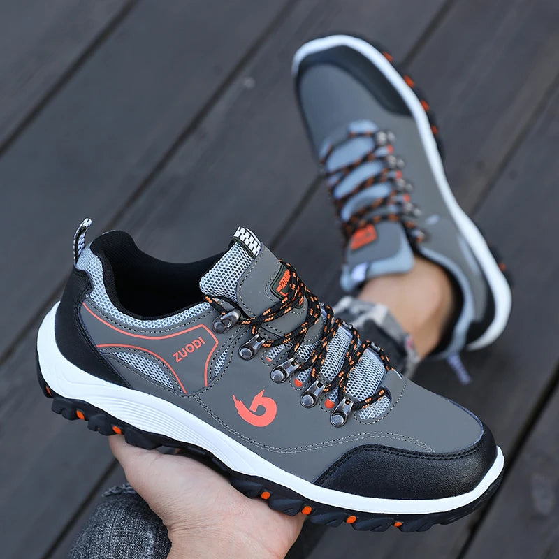 ZULIWAGN Men's Waterproof Low Cut Hiking Shoes – Plus Size Men's Hiking Shoes Axl GRAY 46