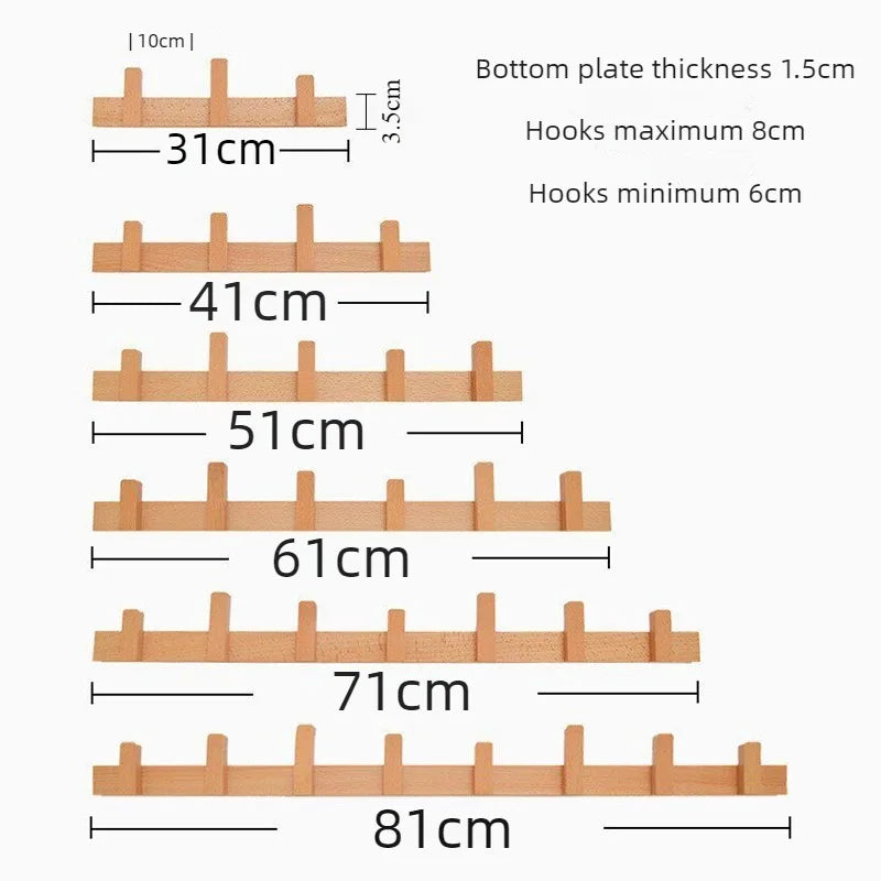 Wooden Wall-Mounted Coat Rack – 8-Hook Pine Clothes Hanger Wall-Mounted Coat Rack Axl