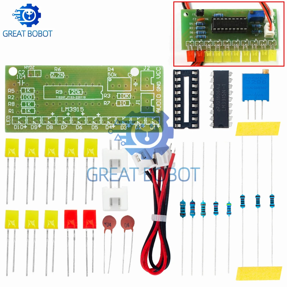 10-Segment LM3915 Audio Level Indicator DIY Kit – LED VU Meter Electronics DIY Kit Axl