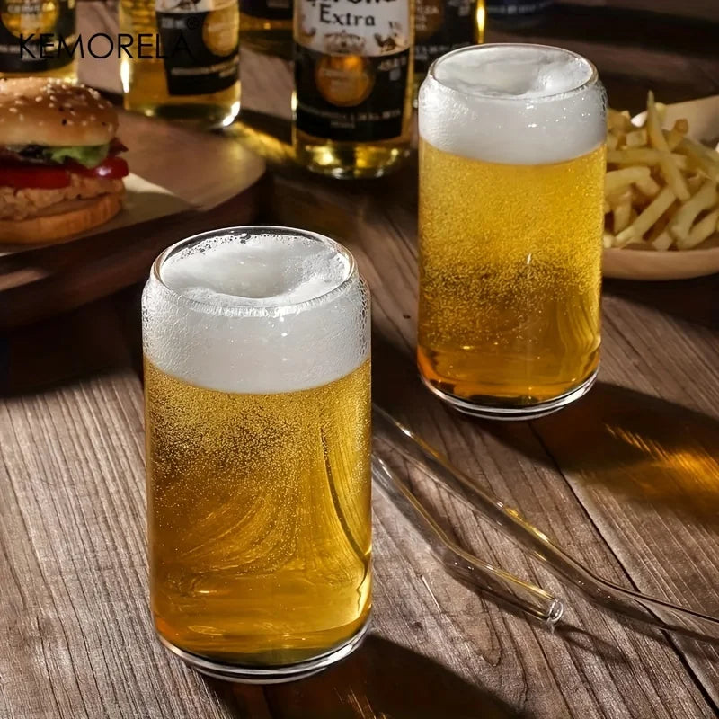 KEMORELA 17oz Drinking Glasses with Glass Straw Set of 4 Glass Tumbler Set Axl