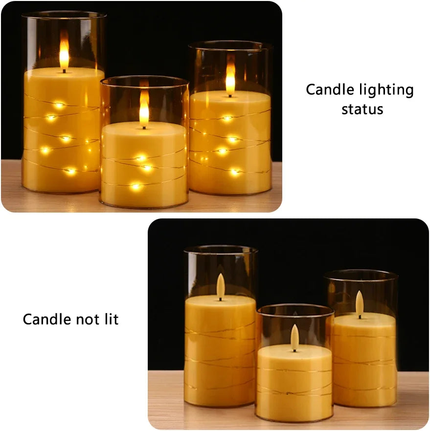 Battery-Powered Flameless LED Candles with Remote – Set of 3 LED Candle Set Axl