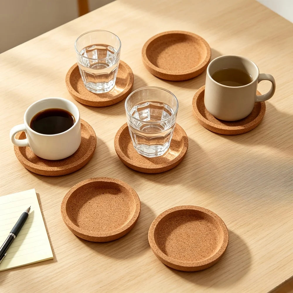 7-Pack Cork Coasters with Holder – Absorbent & Non-Slip Cork Coaster Set Axl