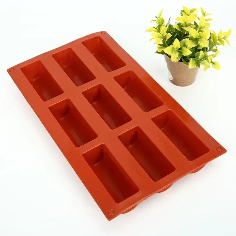 9-Cavity Silicone Long Bar Mold – Chocolate, Mousse & Cake Silicone Baking Mold Axl