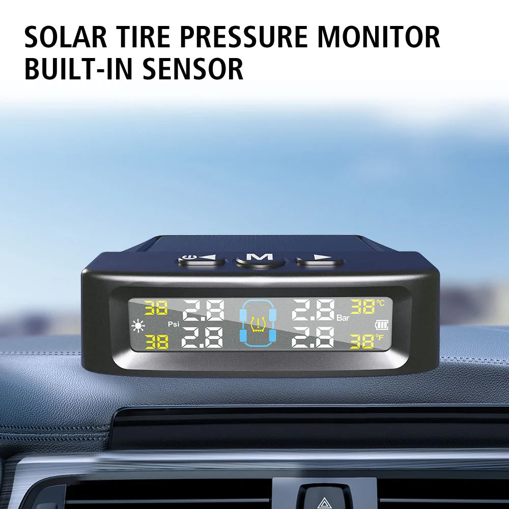 Solar TPMS Car Tire Pressure Monitor – 4 External Sensors Tire Pressure Monitor Axl