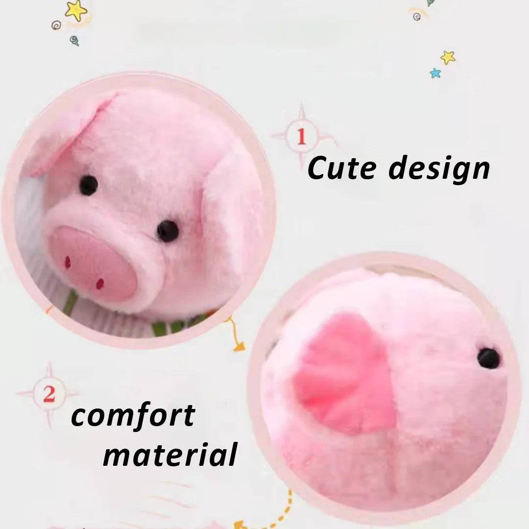 Cartoon Pig Fluffy Slippers – Women's Pink Slip-On Slides Novelty Slippers Axl