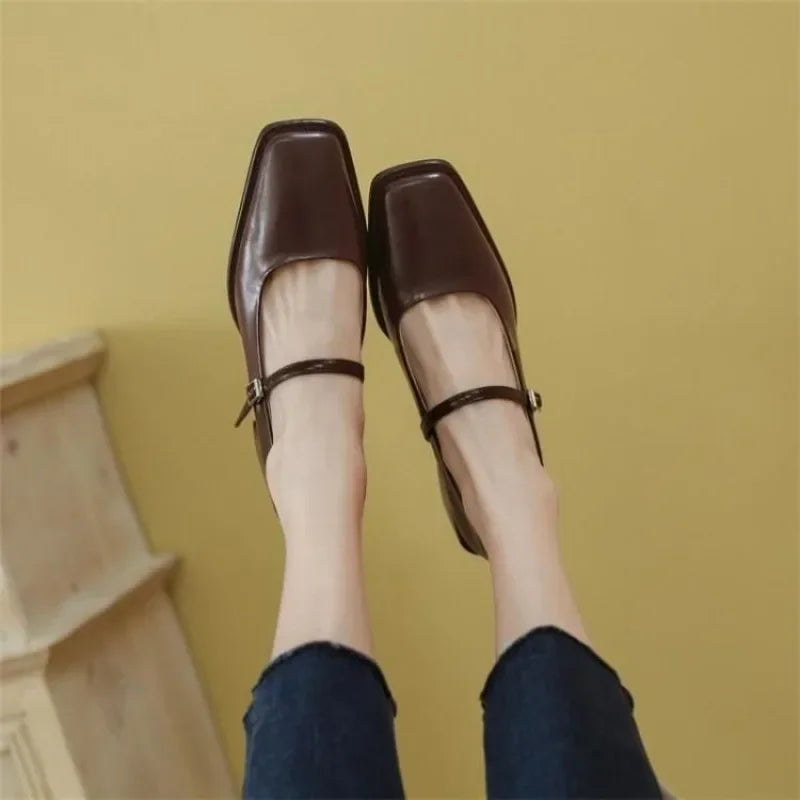 French Mary Jane Pumps – Square Toe Medium Heel Women's Shoes Women's Heeled Pumps Axl