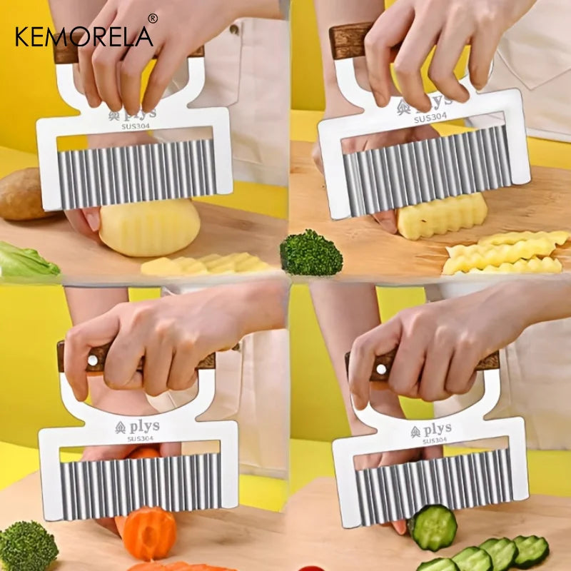 KEMORELA Stainless Steel Wavy Potato Slicer & Flower Cutter Vegetable Slicer Axl