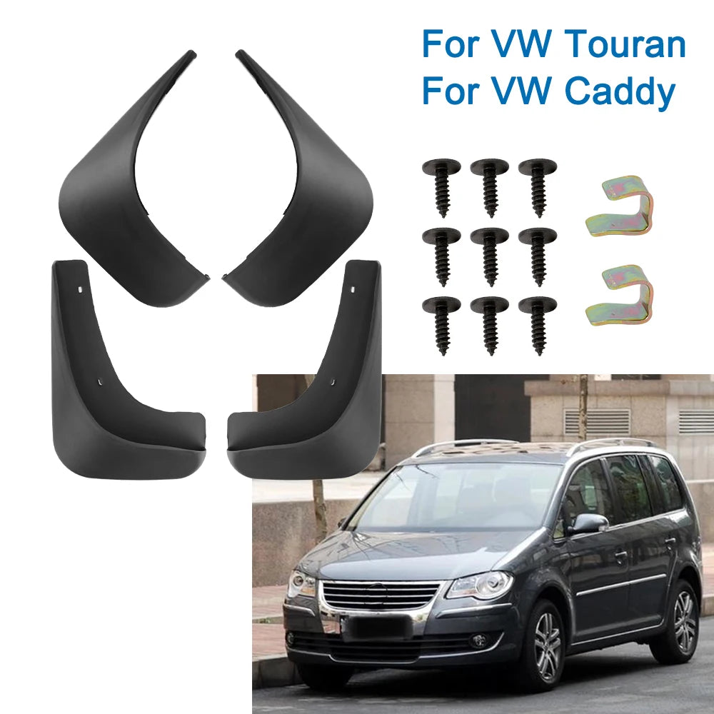 VW Touran & Caddy Mud Flaps – 4-Piece ABS Splash Guard Set Mud Flaps Set Axl