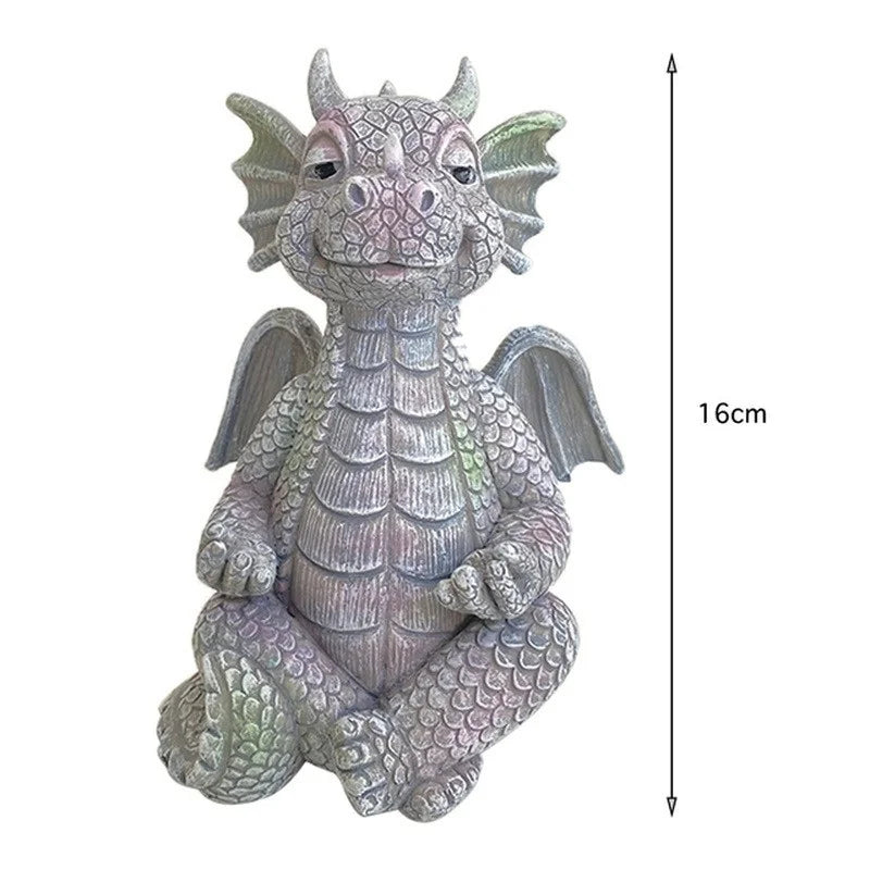 Mini Dragon Meditation Statue LED Resin Garden Sculpture Garden Resin Statue Axl