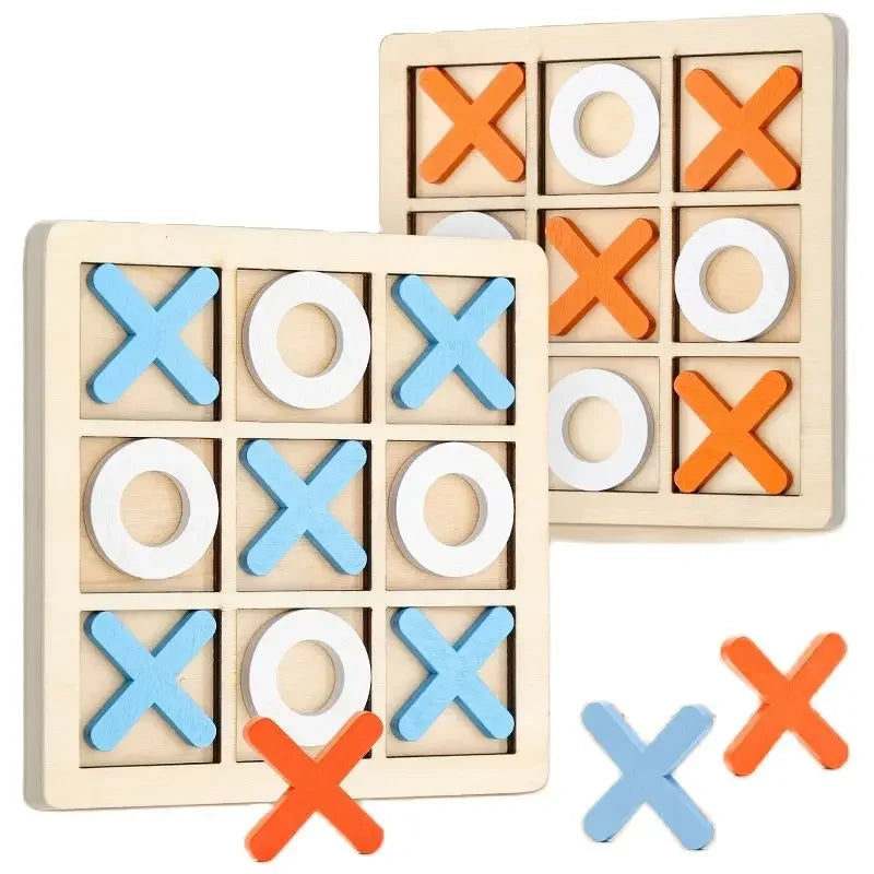 Wooden Tic-Tac-Toe Puzzle Game – Classic Family Strategy Toy Wooden Board Game Axl