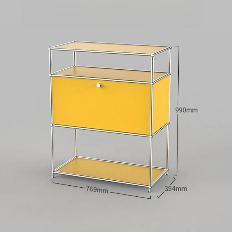 Stainless Steel Luxury Storage Cabinet – Modern Nordic Shelf Display Storage Cabinet Axl Yellow
