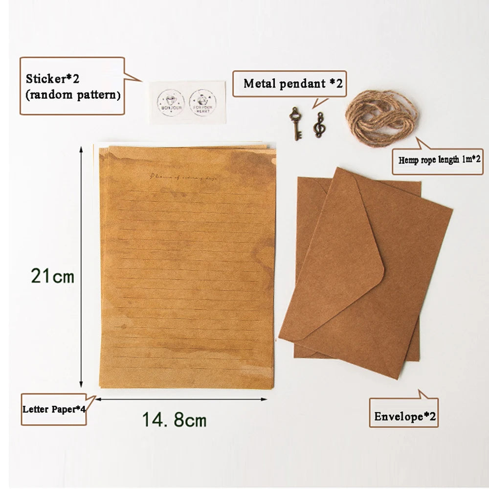 Vintage Kraft Paper Envelope Set | European Letter Writing Kit Stationery Writing Set Axl style2