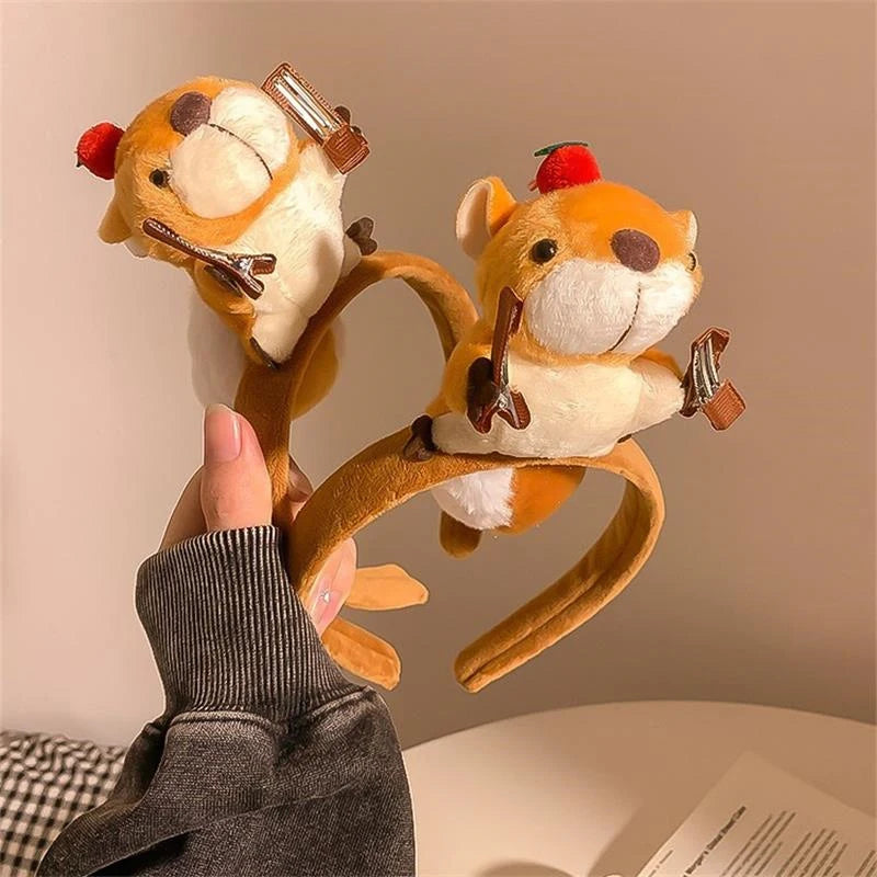 Funny Plush Squirrel Headband – Cute Hair Hoop for Women Novelty Hair Headband Axl