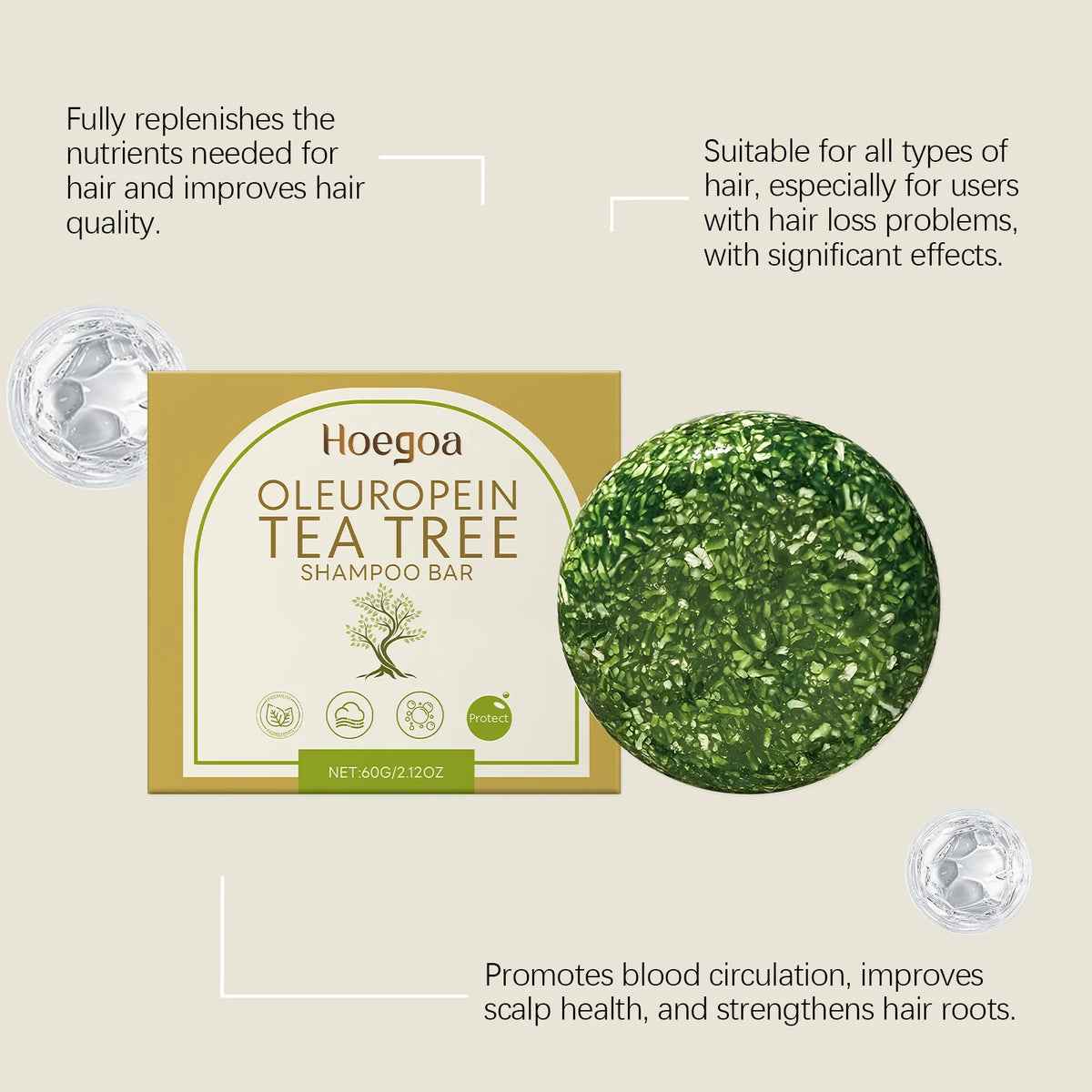 Tea Tree Shampoo Bar – Oil Control & Scalp Cleanse 60g Solid Shampoo Bar Axl