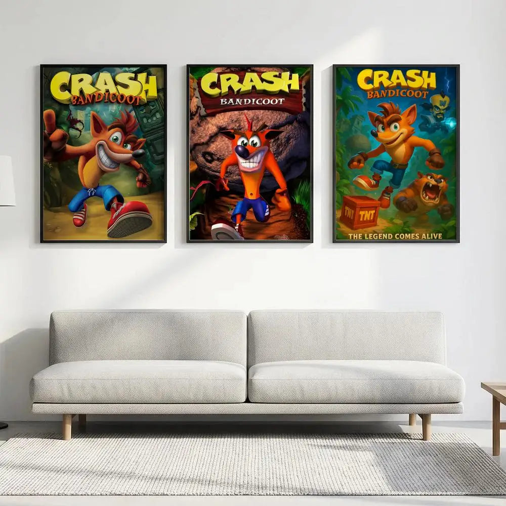 Crash Bandicoot Game Poster – HD Waterproof Wall Art Decor Wall Art Poster Axl