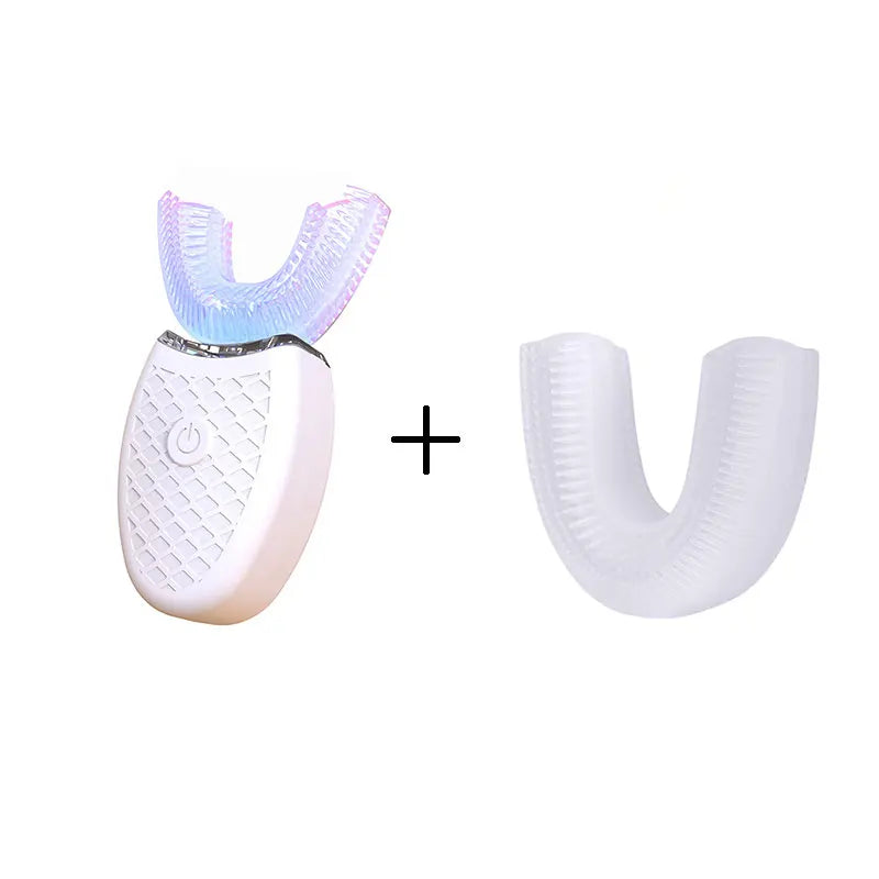 BALASHOV 360° U-Shape Ultrasonic Electric Toothbrush | Wireless Electric Toothbrush Axl White and 1 Nozzles