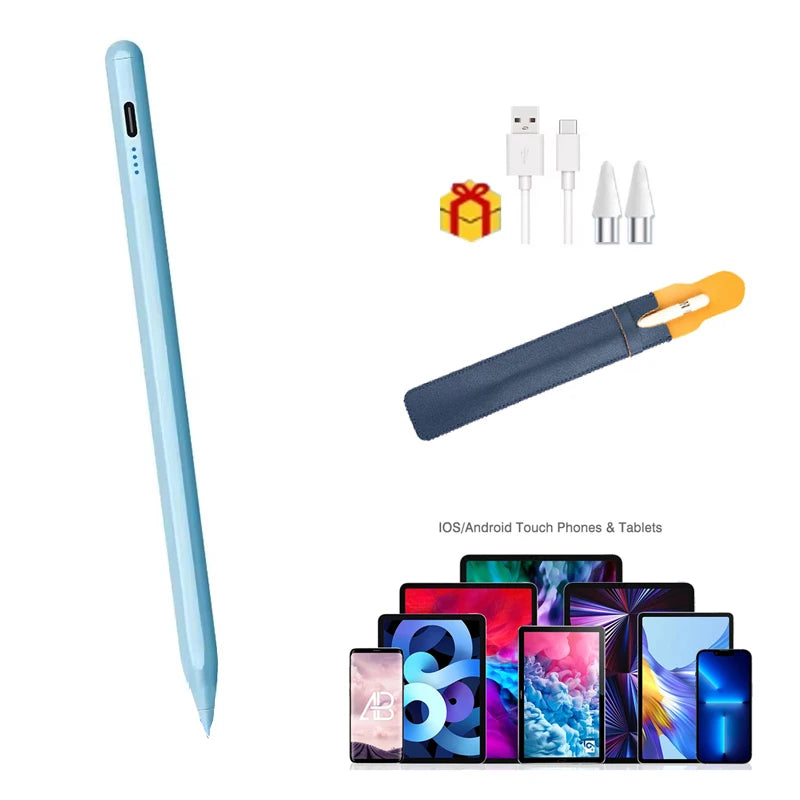 Universal Active Stylus Pen – iPad, Android & iOS Tablets Active Stylus Pen Axl blue and bag
