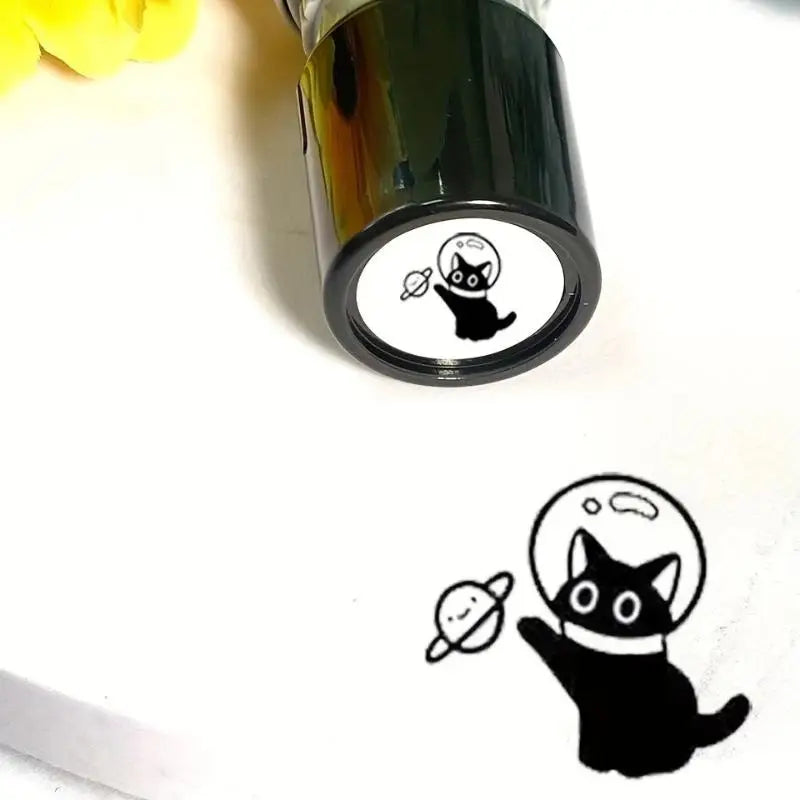 Cute Black Kitten Rubber Stamp – Journal & Scrapbooking DIY Decorative Rubber Stamp Axl A4