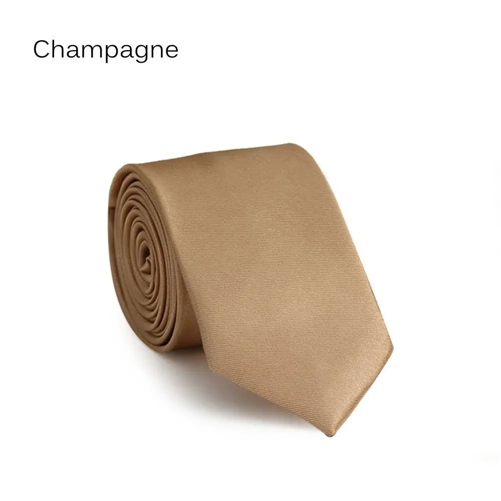 Men's Slim Solid Skinny Necktie – Faux Silk Wedding & Party Tie Men's Necktie Axl champagne