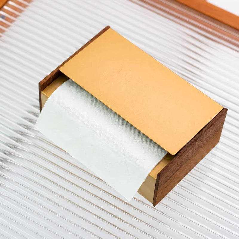 Modern Walnut & Steel Tissue Box Holder – Desk & Table Décor Tissue Box Holder Axl