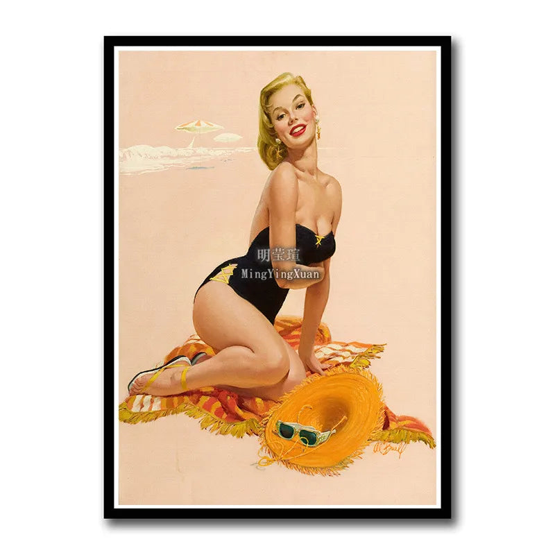WWII Retro Girl Movie Poster – Vintage Wall Art Home Decor