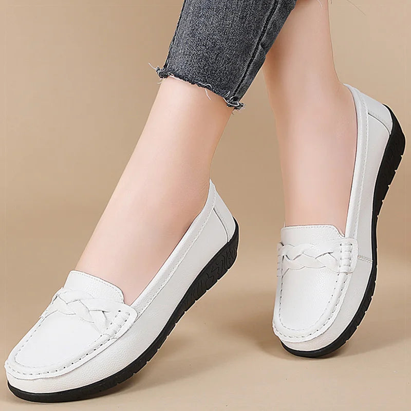 HAJINK Women's Slip-On Loafers – Elegant Woven Flat Shoes Women's Flat Loafers Axl