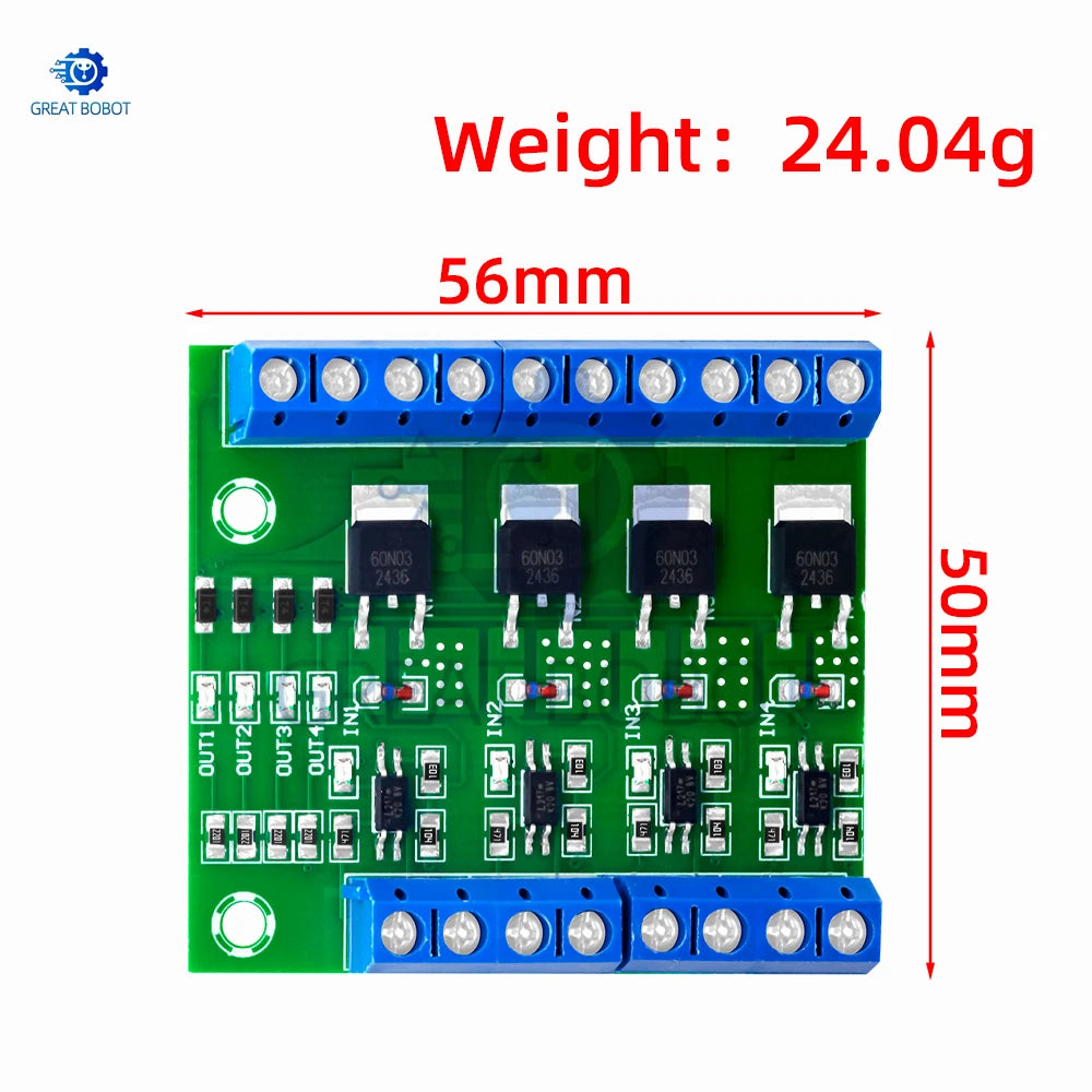 4-Channel MOSFET PWM Switch Controller Board DC 5V–27V MOSFET Controller Board Axl