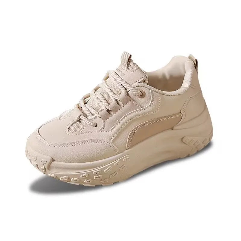 YBQJOO Women's Thick Sole Anti-Slip Casual Sneakers Women's Sneakers Axl Khaki 38
