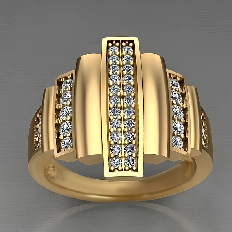 Huitan Geometric CZ Ring – Dazzling Cubic Zirconia Women's Ring Fashion Ring Axl A687 9